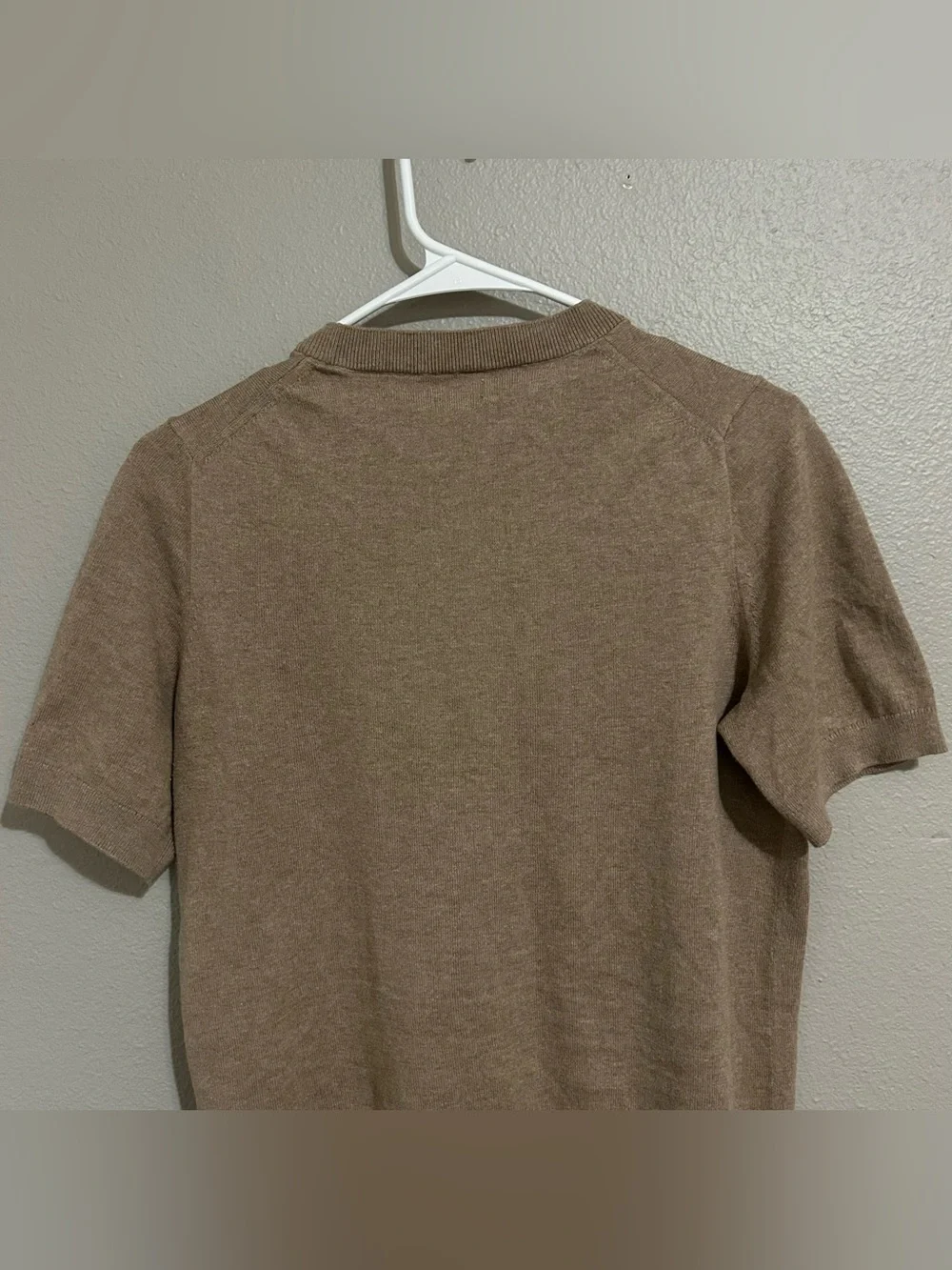 J. Crew Neutral 100% Cotton Knit Short Sleeve Crewneck Sweater Womens Size Small
